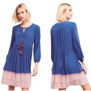 Holding Horses Anthropologie Boho Tassel Tie Dip Dye Dress Size 0